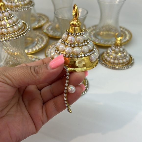 NEW HANDMADE TURKISH TEA SET WITH PEARLS - Picture 16 of 17